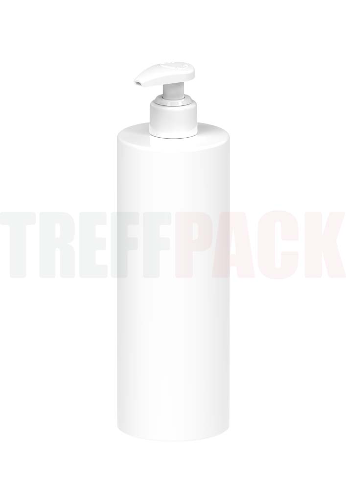 500 ml HDPE Bottle Round White with 24/410 Lotion Pump