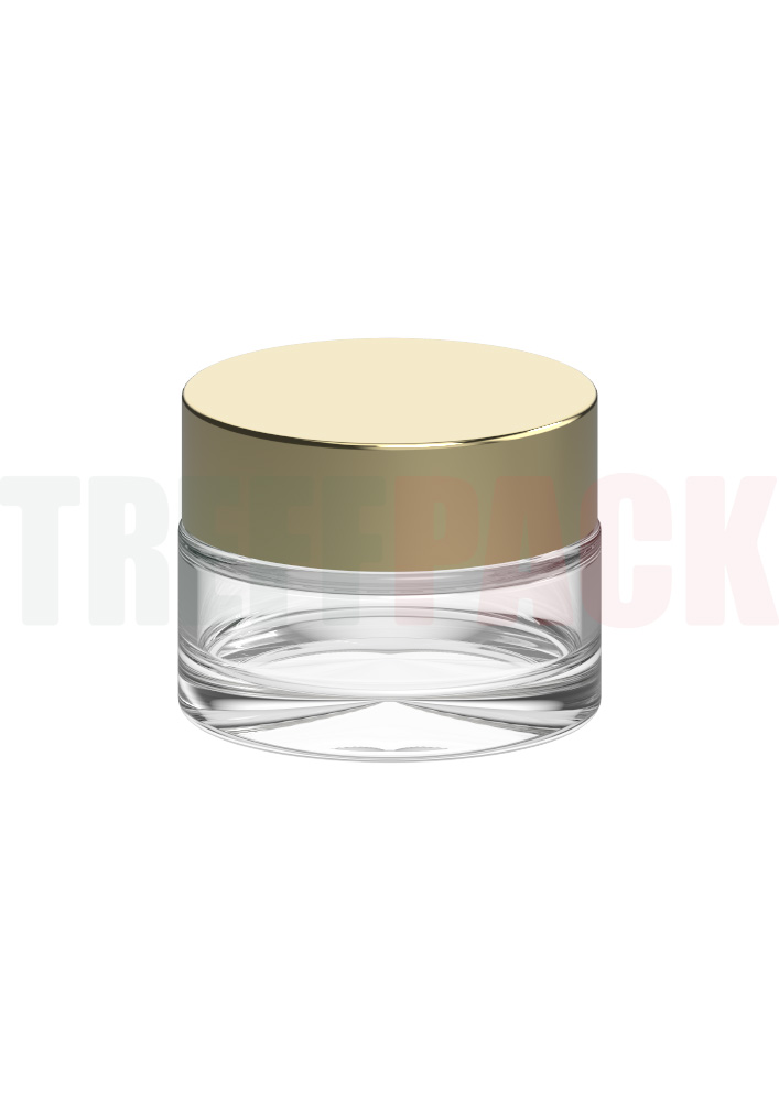Klarglastiegel 50 ml mit goldenem Deckel