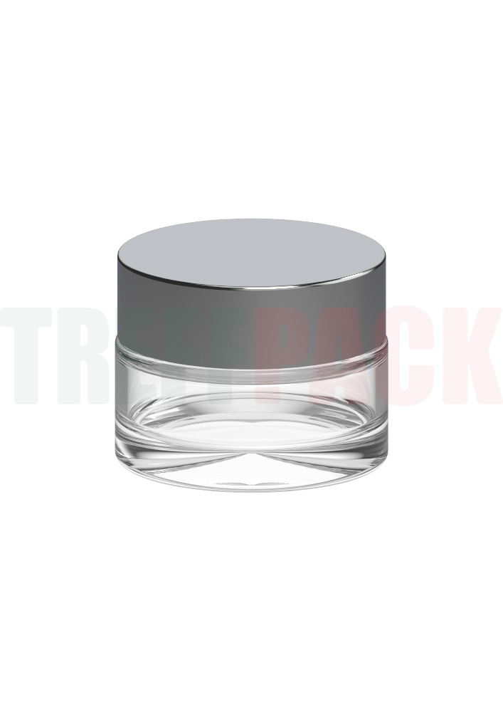 Klarglastiegel 50 ml mit silbernem Deckel